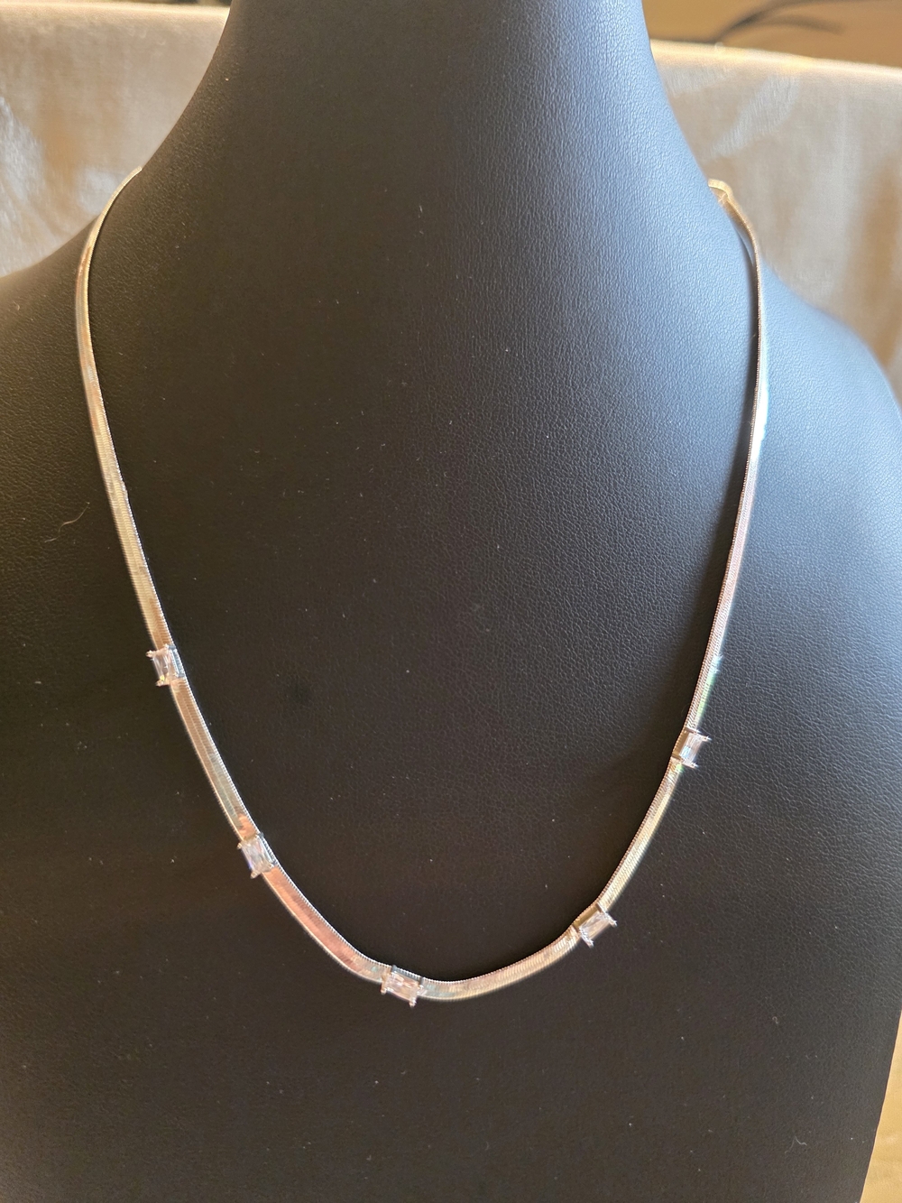 #365 Sterling Silver Women's Necklace with Clear Accent Stones